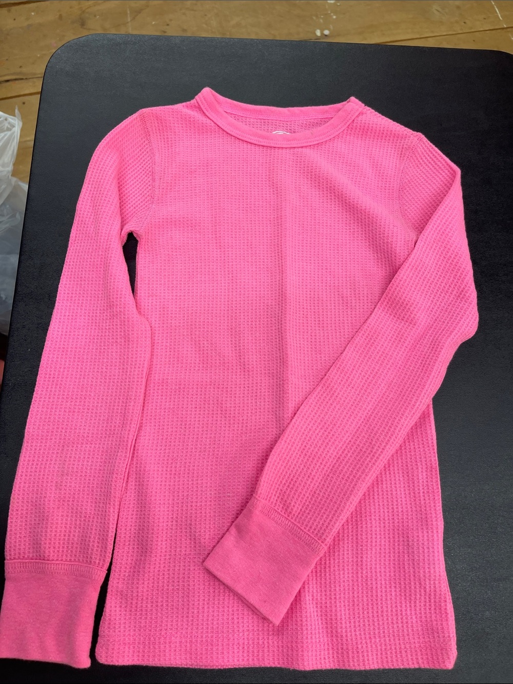 Athletic Works Girls' Long Sleeve Waffle Knit Top - Hot Pink